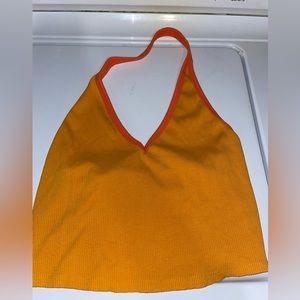 orange halter tank top cropped